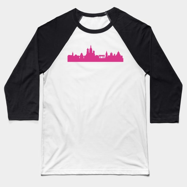 Saint Petersburg skyline pink Baseball T-Shirt by 44spaces